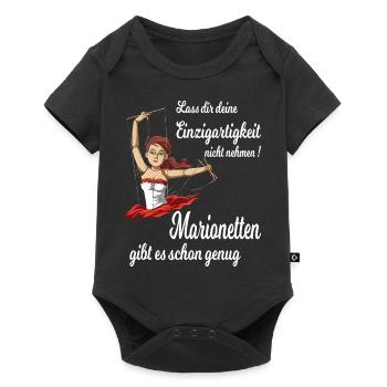 Marionetten gibt es schon genug - Baby Premium Kurzarmbody - Schwarz - Vorne