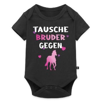 Tausche Bruder gegen Pferd - Baby Premium Kurzarmbody - Schwarz - Vorne