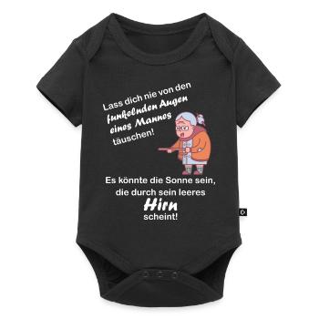 Anti Männer leeres Hirn lustig spruch - Baby Premium Kurzarmbody - Schwarz - Vorne