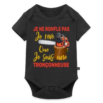 Bûcheron je ne ronfle pas je rêve Tronçonneuse - Body à manches courtes Premium Bébé - noir - Devant