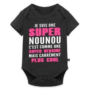 je suis une super nounou / humour nourrice - Body à manches courtes Premium Bébé - noir - Devant