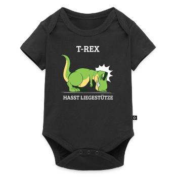 T-Rex Hasst Liegestütze Lustig Trex Pushups Dino - Baby Premium Kurzarmbody - Schwarz - Vorne