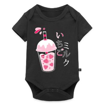 Strawberry Milk, Japanese, Kawaii, Strawberry Milk - Baby Premium short-sleeve bodysuit - black - Front