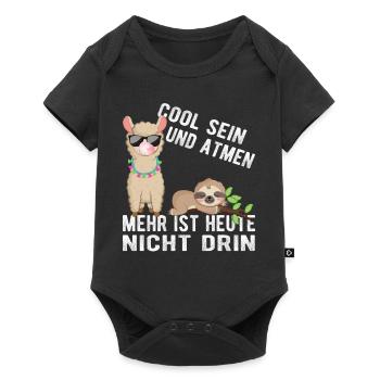 Cool Atmen Faultier Lama Baby Geschenkidee Fun - Baby Premium Kurzarmbody - Schwarz - Vorne
