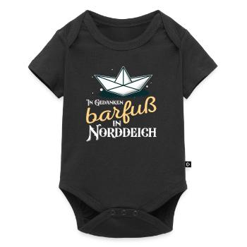 In Gedanken barfuß in Norddeich Nordsee Küste - Baby Premium Kurzarmbody - Schwarz - Vorne