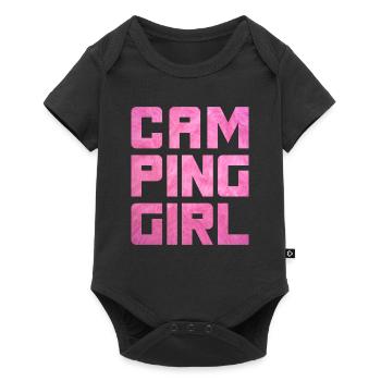 Campinggirl Camper flauschig Mädchen pink Fell Van - Baby Premium Kurzarmbody - Schwarz - Vorne