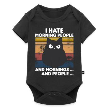 Morning People Saying Cat Fun Shirt - Baby Premium short-sleeve bodysuit - black - Front