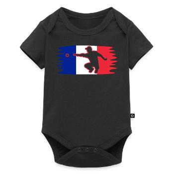 Frankreich Fahne Boule Spieler Pétanque - Baby Premium Kurzarmbody - Schwarz - Vorne