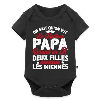 Meilleur Papa Avec Deux Filles Comme Les Miennes - Body à manches courtes Premium Bébé - noir - Devant