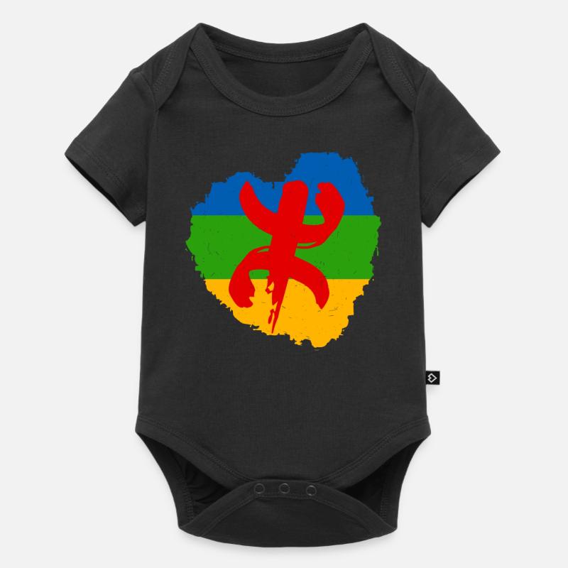 Drapeau Berbère Imazighen Coeur Amazigh - Body à manches courtes Premium Bébé - noir