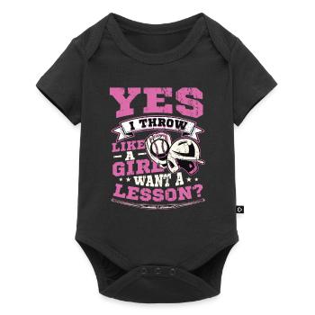 Ja Ich werfe wie ein Mädchen, will Eine Lektion - Baby Premium Kurzarmbody - Schwarz - Vorne