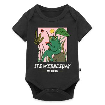 It is Wednesday my dudes! Meme Frosch - Baby Premium Kurzarmbody - Schwarz - Vorne
