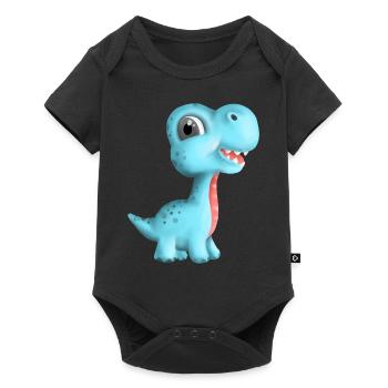 Niedlicher Dino Kleidung für Kinder & Neugeborene - Baby Premium Kurzarmbody - Schwarz - Vorne