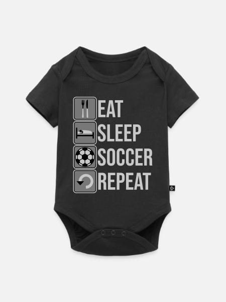 Eat Sleep Soccer Repeat - Baby Premium Kurzarmbody - Schwarz