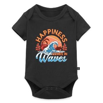 Happiness Comes In Waves Surfen Ocean Sommerurlaub - Baby Premium Kurzarmbody - Schwarz - Vorne