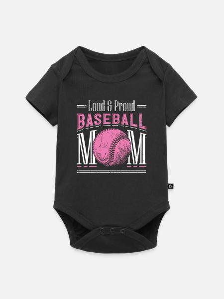 Laut und stolzer Baseball-Mutter - Baby Premium Kurzarmbody - Schwarz