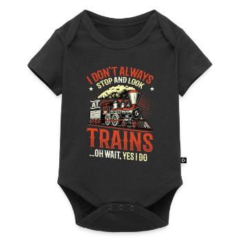 Arrêtez-vous et regardez les trains. - Body à manches courtes Premium Bébé - noir - Devant