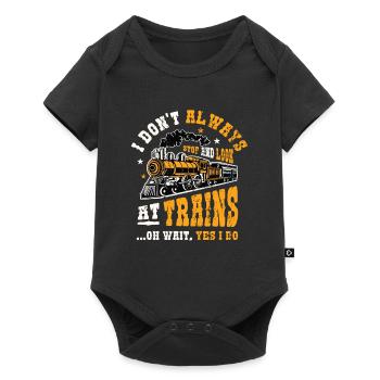 Arrêtez-vous et regardez les trains. - Body à manches courtes Premium Bébé - noir - Devant