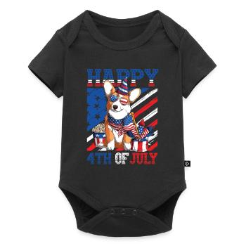 Joyeux 4 juillet Corgi - Body à manches courtes Premium Bébé - noir - Devant