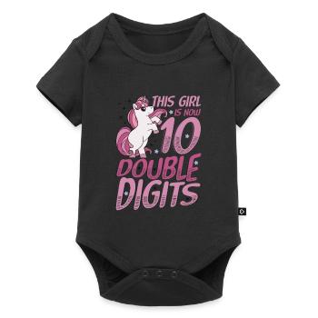 Double Digits 10th Birthday Girl, Party Unicorn. - Baby Premium short-sleeve bodysuit - black - Front