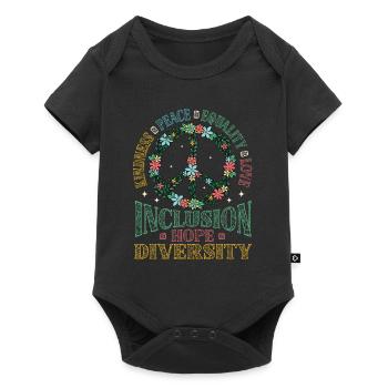 Diversity Equality Love Peace Flowers - Baby Premium short-sleeve bodysuit - black - Front