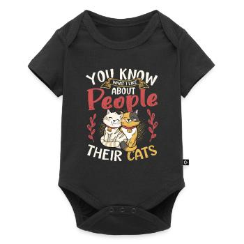 You know what I like about people and cats. - Baby Premium short-sleeve bodysuit - black - Front