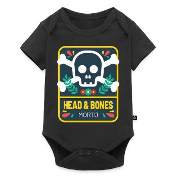 Head and bones flowers - Baby Premium short-sleeve bodysuit - black - Front