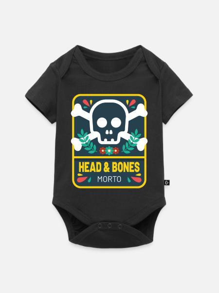 Head and bones flowers - Baby Premium Kurzarmbody - Schwarz