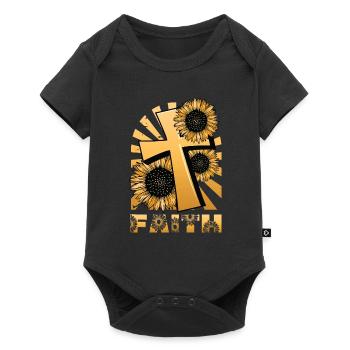 Religious Sunflower Cross Christian Faith - Baby Premium short-sleeve bodysuit - black - Front