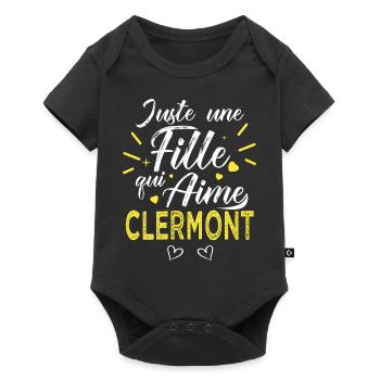 une fille aime clermont rugby ville clermontoise - Body à manches courtes Premium Bébé - noir - Devant