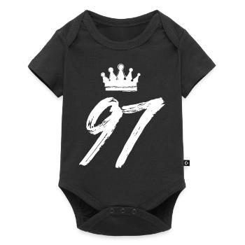 97 Number crown - Baby Premium short-sleeve bodysuit - black - Front