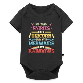 Feen Unicorns, Meerjungfrauen, Regenbogen. - Baby Premium Kurzarmbody - Schwarz - Vorne