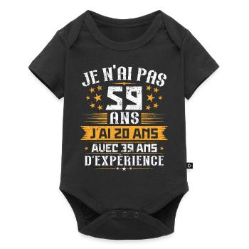 Je n'ai pas 59 ans, Cadeau d'anniversaire 59 ans - Body à manches courtes Premium Bébé - noir - Devant