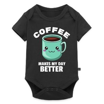 funny "Coffee makes my day better" coffee design - Baby Premium short-sleeve bodysuit - black - Front