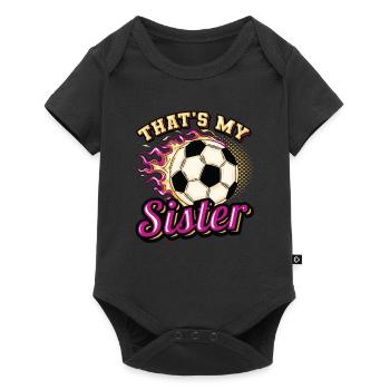 C’est ma sœur, frère-sœur football - Body à manches courtes Premium Bébé - noir - Devant