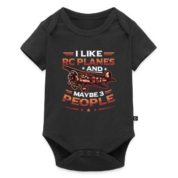 I like rc planes and maybe 3 people - Baby Premium short-sleeve bodysuit - black - Front