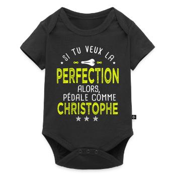 christophe si tu veux la perfection vélo cycliste - Body à manches courtes Premium Bébé - noir - Devant