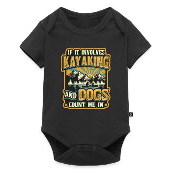 Kayak et chiens, pagaie. - Body à manches courtes Premium Bébé - noir - Devant