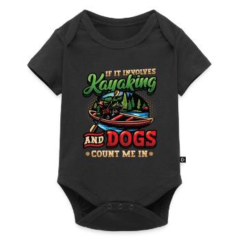 Kayak et chiens, pagaie. - Body à manches courtes Premium Bébé - noir - Devant