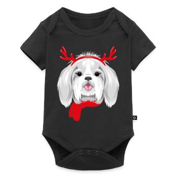 Pretty Shih Tzu portant des cornes de Noël - Body à manches courtes Premium Bébé - noir - Devant