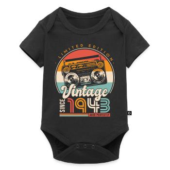 Jahrgang seit 1943 Geburtstagsgeschenk 80 Jahre - Baby Premium Kurzarmbody - Schwarz - Vorne