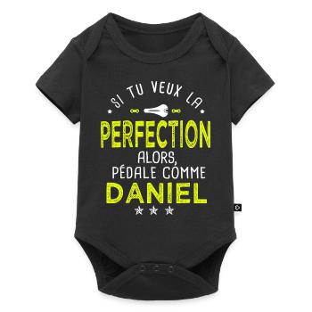 daniel si tu veux la perfection à vélo cycliste - Body à manches courtes Premium Bébé - noir - Devant