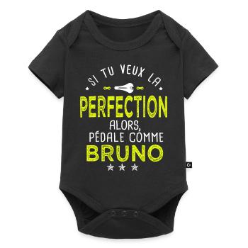 bruno si tu veux la perfection à vélo cycliste - Body à manches courtes Premium Bébé - noir - Devant