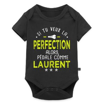 laurent si tu veux la perfection à vélo cycliste - Body à manches courtes Premium Bébé - noir - Devant