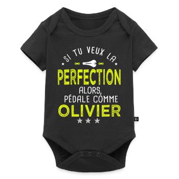 olivier si tu veux la perfection à vélo cycliste - Body à manches courtes Premium Bébé - noir - Devant