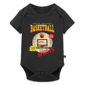 Basketball Basketballer Korb Dunking Sport Vintage - Baby Premium Kurzarmbody - Schwarz - Vorne