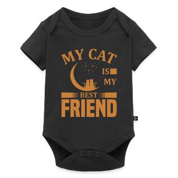 Meine Katze ist mein bester Freund - Katzen Shirt - Baby Premium Kurzarmbody - Schwarz - Vorne