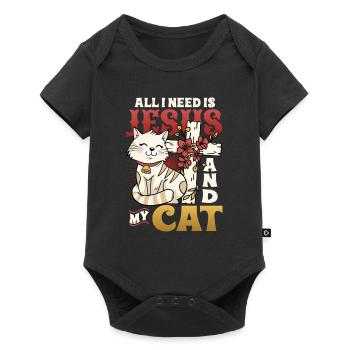 All I need is Jesus and my cat - Baby Premium short-sleeve bodysuit - black - Front
