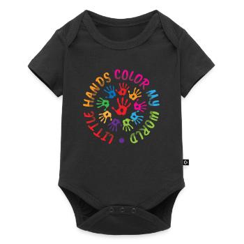 Little Hands Color My World Kindergarten Lehrerin - Baby Premium Kurzarmbody - Schwarz - Vorne
