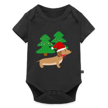 Funny Cute Christmas Dachshund Christmas Gesch - Baby Premium short-sleeve bodysuit - black - Front